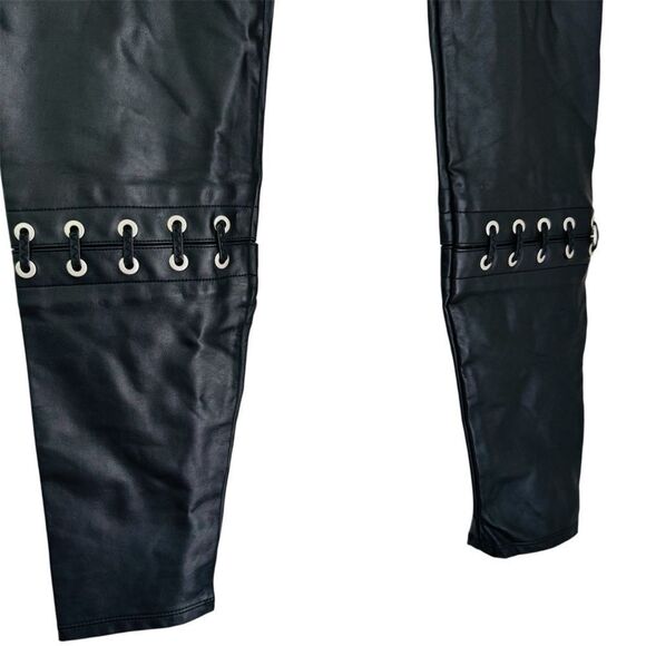 Lysse Vegan Leather Leggings Black Grommet Detail Women's Size Small High Waist - Picture 2 of 4